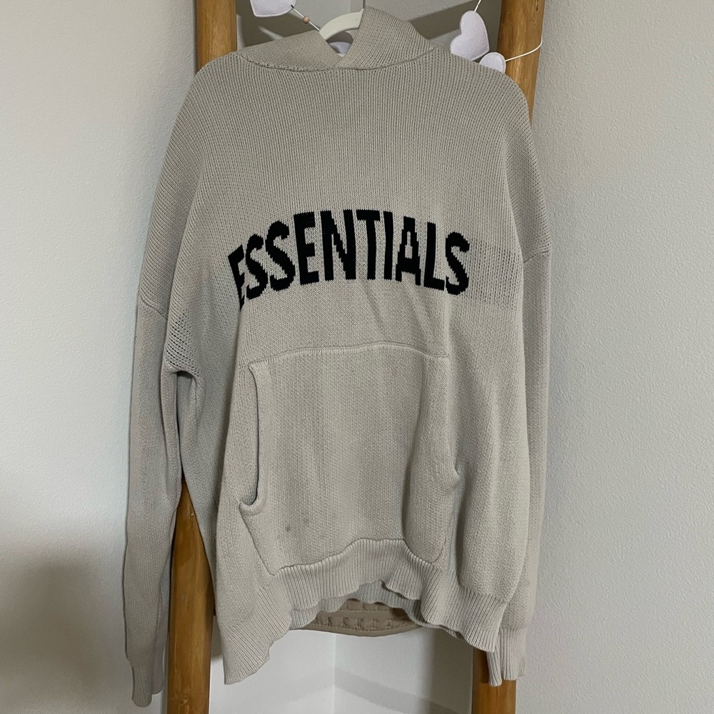 Essentials knit hoodie in Moss color